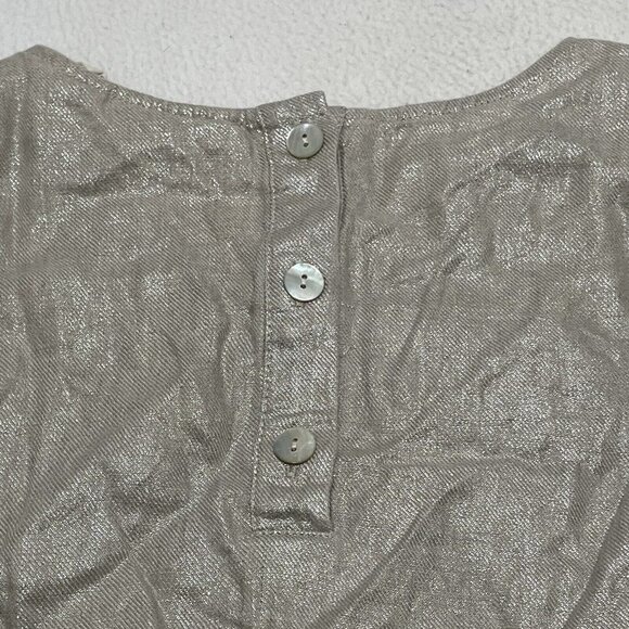 Christian Siriano Linen Sleeveless Blouse Crop Women Size S Beige Glitter Shiny - Picture 6 of 9